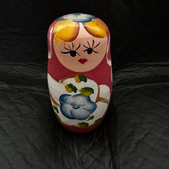 VTG Hand-painted Matryoshka Russian Wood Nesting Dolls Set of 5 - Picture 5 of 15